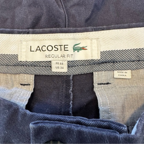 Lacoste Men’s Flat Front Regular Fit Blue Preppy Bermuda Shorts Size 34 - Picture 4 of 5
